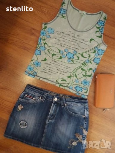 Дънкова пола + потниче, снимка 1