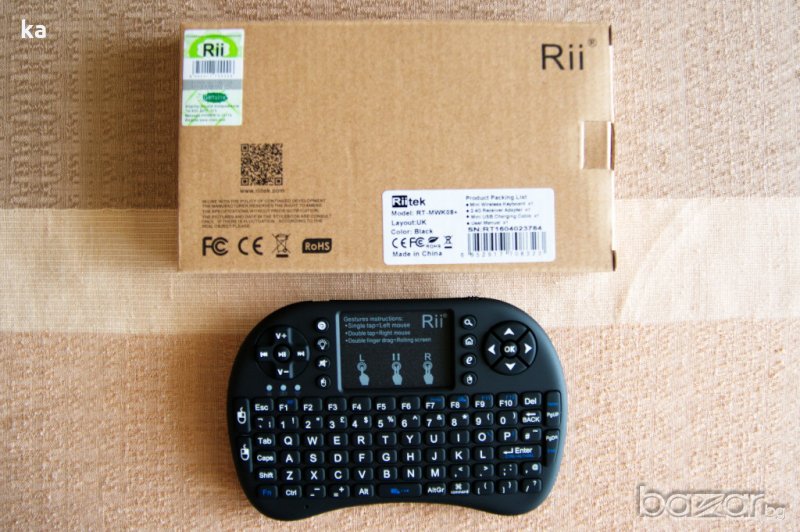 Нова Rii i8+ с подсветка безжична мишка и клавиатура air mouse , снимка 1