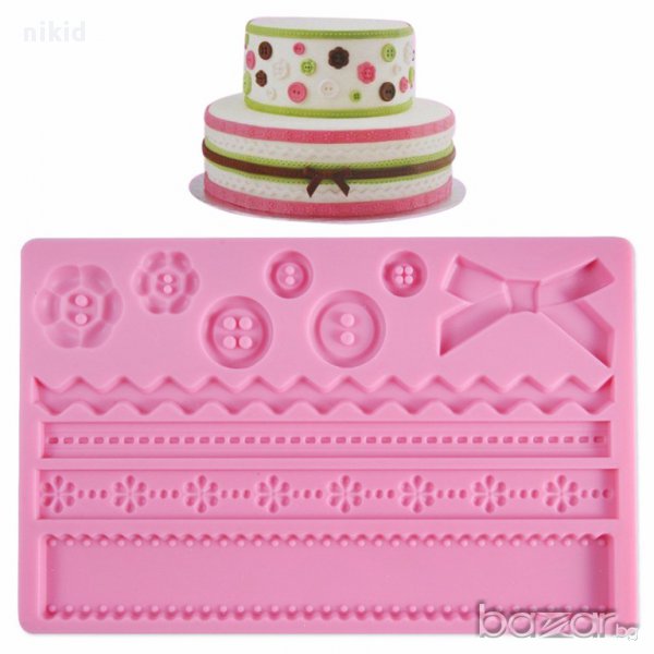 копчета пандела и борд кант ивички ленти и пандела огромен силиконов молд форма за торта фондан, снимка 1