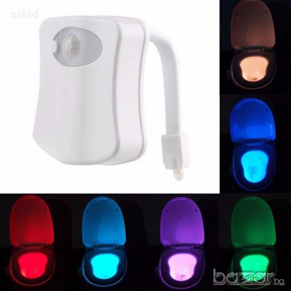 8  LED цвят сензорна лампа за wc гърне тоалетна чиния нощна лампа, снимка 1