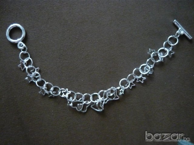 Нова сребърна гривна със сърца, снимка 3 - Гривни - 6443880