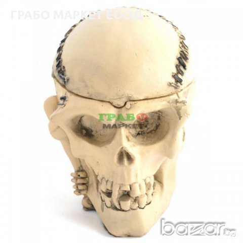 Сувенирен пепелник - човешки череп с формата на топка, снимка 1 - Подаръци за мъже - 15753781