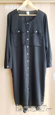 MONKI - черна дълга шифонена  рокля/риза, снимка 3 - Рокли - 20689717