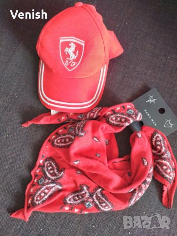 Шапка Ferrari и кърпа Zara, снимка 1 - Шапки, шалове и ръкавици - 25084660