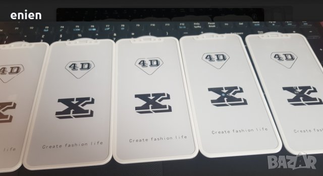 Пълнопокриващ 4D стъклен протектор за iPhone 11 PRO X XS Бял, снимка 1