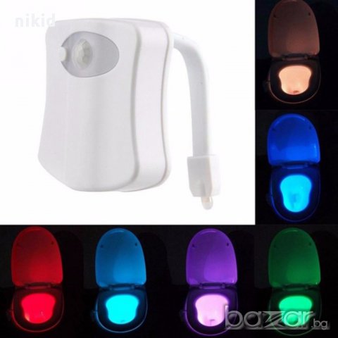 8  LED цвят сензорна лампа за wc гърне тоалетна чиния нощна лампа