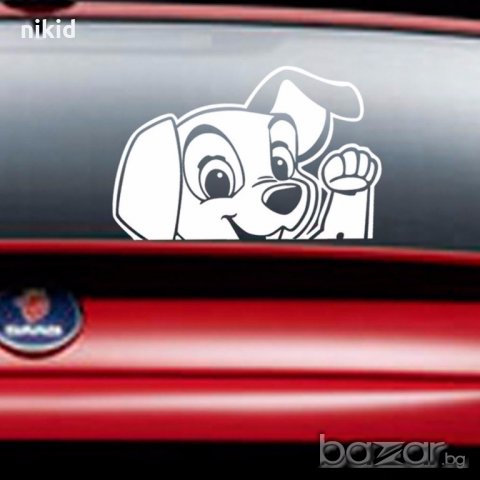 сладко кученце далматинец бял стикер лепенка за автомобил кола, снимка 1 - Аксесоари и консумативи - 20128936