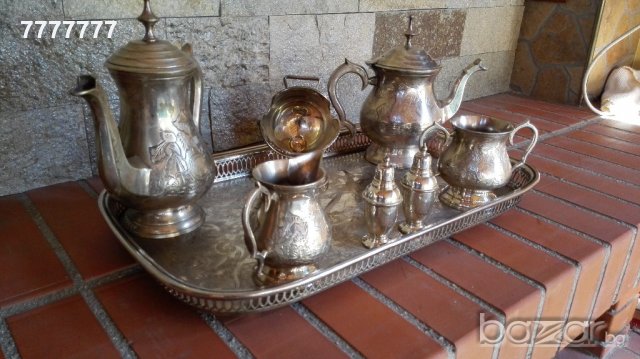 Старинен дълбоко посребрен сервиз, снимка 3 - Антикварни и старинни предмети - 20137508
