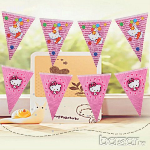  Hello Kitty Коте Кити Гирлянд Знаменца Знамена Флаг Банер