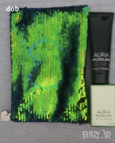 Нов комплект THIERRY MUGLER AURA 5 ml  EDP + 50 ml боди лосион + козметична торбичка, снимка 13 - Козметика за тяло - 22947392