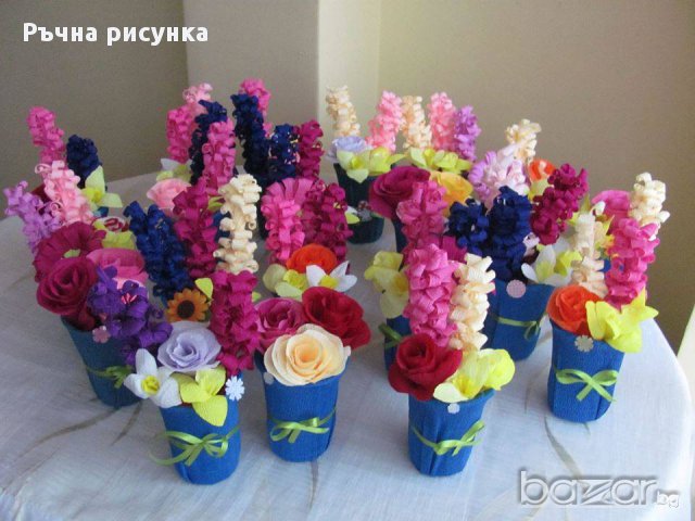 Букетчета с цветя от хартия ,2лв, снимка 9 - Декорация за дома - 17010667
