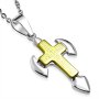 Двуцветен позлатен старовремски кръст с молитва, снимка 1 - Колиета, медальони, синджири - 12856746