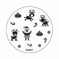кръгъл Шаблон Коледен Новогодишен за щампа печати за нокти плочка DXE57, снимка 1 - Продукти за маникюр - 17298069