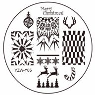 коледна кръгла плочка / щампа шаблон за печат на нокти YZW-05, снимка 1 - Продукти за маникюр - 18254038