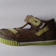 Детски обувки от естествена кожа с лепенка, ортопедични в зелено, снимка 1 - Детски маратонки - 10109739