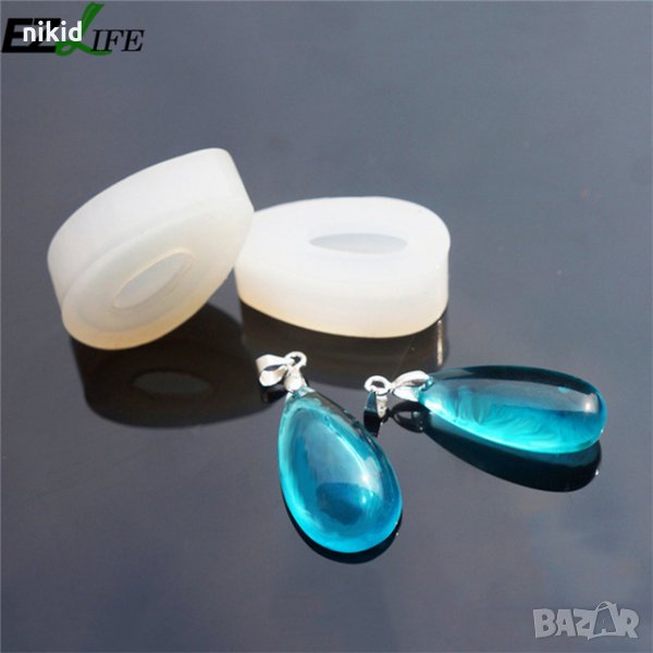 1 бр овал капка обеца обица силиконов молд калъп бижутерски сладкарски смола изделия ръчна изработк, снимка 1