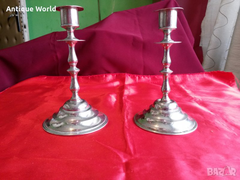 Комплект Стари Каминни Свещници, снимка 1