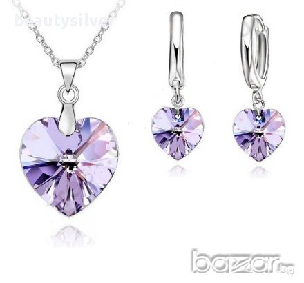 Сребърен комплект 2 части обеци и колие Проба 925, код 1508, снимка 1