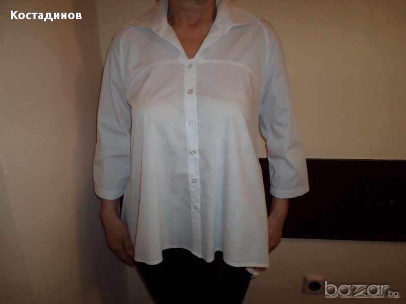 Бяла риза с модерна и удобна кройка, снимка 1