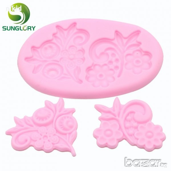 3D 3 части цветя двустранни тип вейнър силиконов молд печат форма декорация украса фондан торта, снимка 1