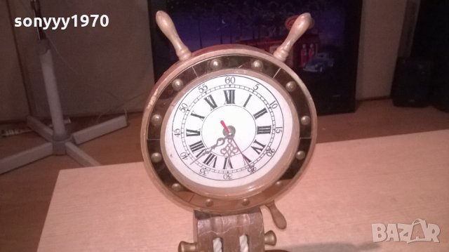 корабен рул с часовник-34х21х9см-внос швеицария, снимка 2 - Колекции - 26045390