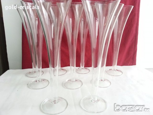 Високи стъклени кристални чаши  , снимка 9 - Антикварни и старинни предмети - 20400780
