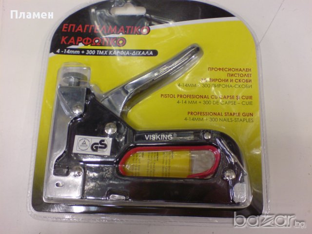 Професионален пистолет, такер за скоби и пирони Visking 4-14 mm. 300 пирона скоби 