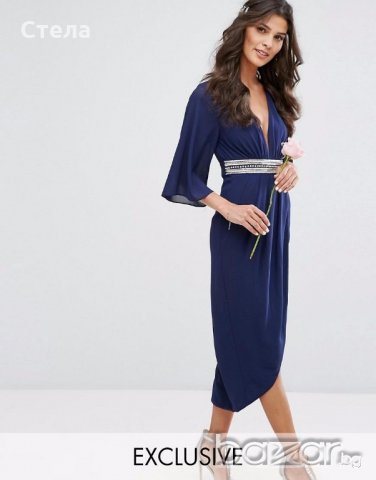 TFNC елегантна дамска рокля, нова, с етикет, тъмно синя, снимка 1 - Рокли - 18642348