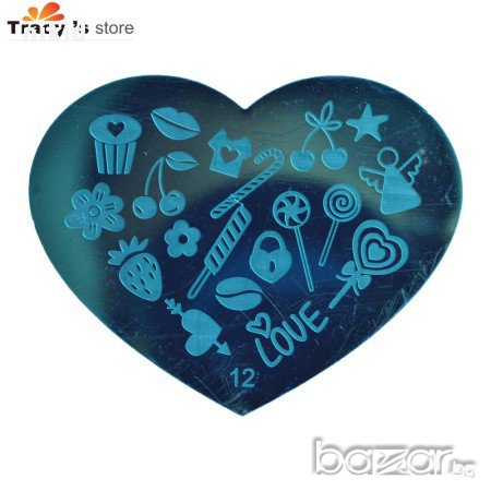 сърце Шаблон за щампа печати за нокти плочка различни + подарък, снимка 3 - Продукти за маникюр - 14837549