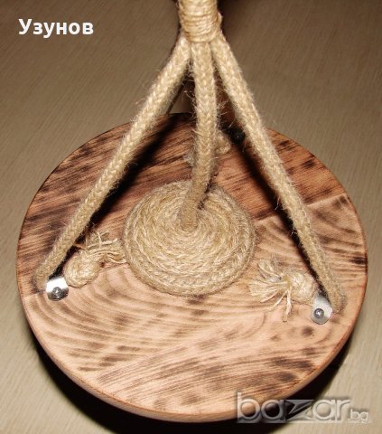 Уникална, ръчно изработена дървена битова лампа Гайтан за механа в битов/винтидж стил, снимка 6 - Лампи за таван - 19265031