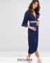 TFNC елегантна дамска рокля, нова, с етикет, тъмно синя, снимка 1 - Рокли - 18642348