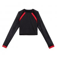 Спортен сет - клин и къса блуза с дълъг ръкав в черно и червено. КОД 614, снимка 3 - Спортни екипи - 23696379