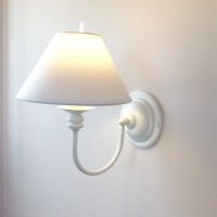 Шаби шик аплик с абажур-Бял ,модерна класическа винтидж лампа за стена с шапка,винтидж, снимка 5 - Лампи за стена - 22892605