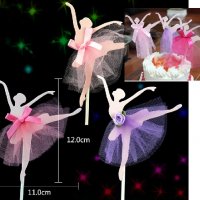3 цвята балерина с тюл картонен топер украса декор за торта парти , снимка 1 - Други - 24468899