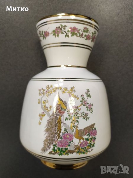 Стара порцеланова ваза с 24 карата позлата ръчна изработка Гърция, снимка 1
