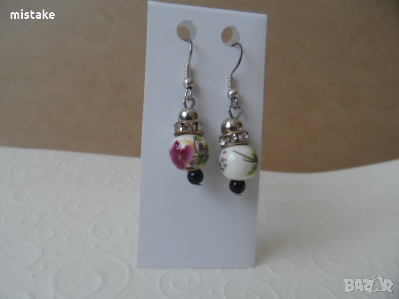 обеци рисувана керамика, снимка 1