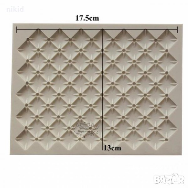 3D Голяма дамаска релефни квадрати силиконов молд борд за торта украса с фондан, снимка 1