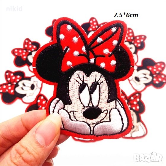 Мини Маус червен контур апликация за дреха дрехи самозалепваща се, снимка 1