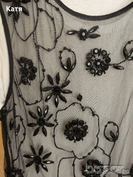 Нова Черна прозрачна блуза, пайети, секси, М, снимка 1