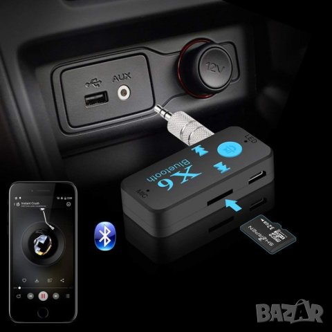 Авто Хендсфрий Блутут Приемник / Handsfree Bluetooth v4.1 Car Receiver с TF/SD карта