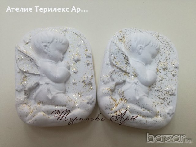 Ангелче в нежно златисто за кръщене-подаръци за гости