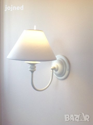 Шаби шик аплик с абажур-Бял ,модерна класическа винтидж лампа за стена с шапка,винтидж, снимка 5 - Лампи за стена - 22892605