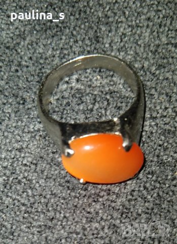Антична бижутерия - комплект от пръстен и обеци с котешко око, снимка 6 - Бижутерийни комплекти - 26002099
