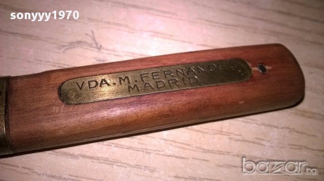 Ретро нож за колекция-11см-дърво/месинг-внос швеицария, снимка 3 - Антикварни и старинни предмети - 17374389