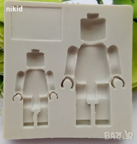 Малък Голям робот лего конструктор силиконов молд форма за декорация торта фондан, снимка 1 - Форми - 24399246