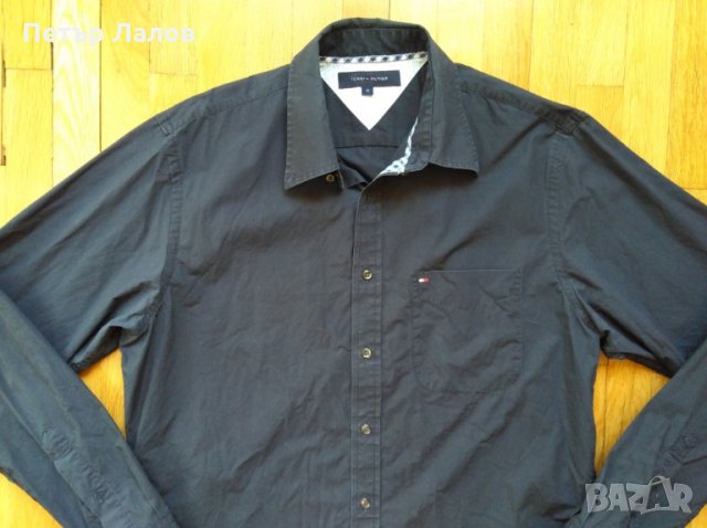 Намалена Tommy Hilfiger риза мъжка тъмносиня, снимка 2 - Ризи - 24854747