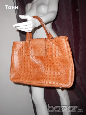 Кафява  кожена чанта genuine leather Made in Italy, снимка 13 - Чанти - 20925504