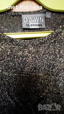 Черна Дамска блуза тънка с ламе и дълъг ръкав, снимка 1