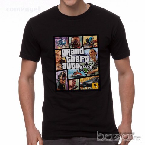 НОВО! Мъжка геймърска тениска GTA5 / GTA! Поръчай модел С Твоя Снимка или идея!