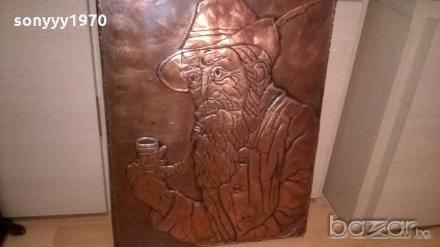 Картина-мед/месинг-62х45см-внос швеицария, снимка 2 - Антикварни и старинни предмети - 18643884